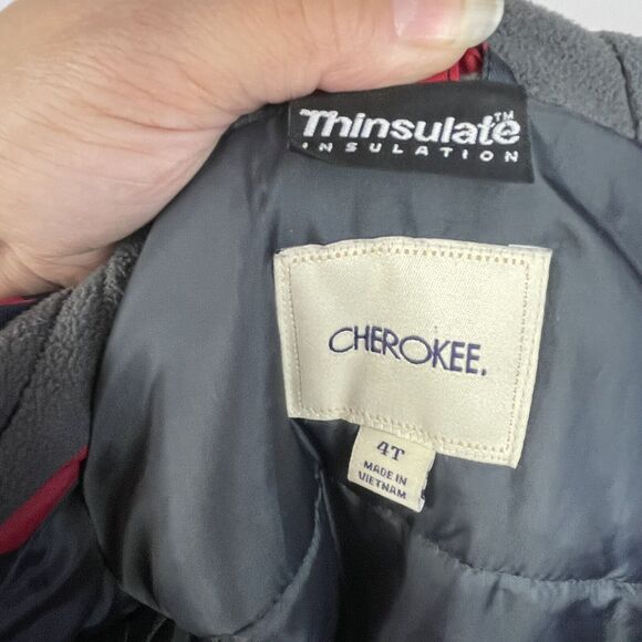 Cherokee Black Snow Bib and Red Black Thinsulate Insulation Coat Set Size 4T - Picture 11 of 12